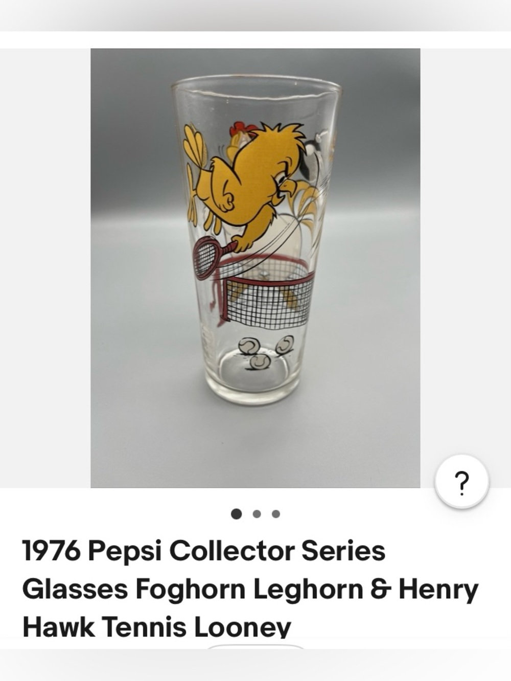 Pepsi Vintage Glass Tumbler with Yellow & Red Rooster Graphic